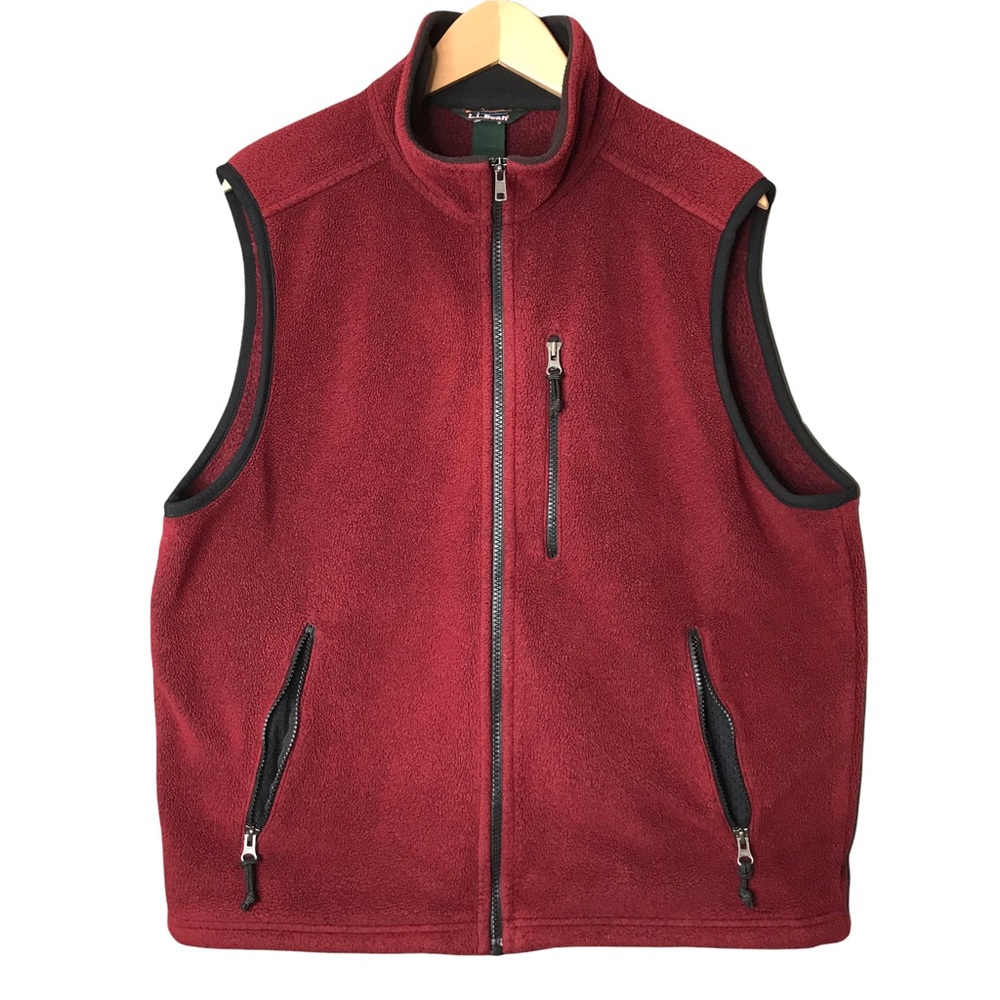 L.L. Bean Vintage Fleece Vest Burgundy Red Outdoors Hiking Casual Men’s Medium
